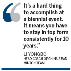 After helping the country claim its fifth Thomas Cup in a row, China's top men's doubles combination has set its sights on delivering the nation its first Olympic gold medal in the event in London. Chinese duo ready to double up