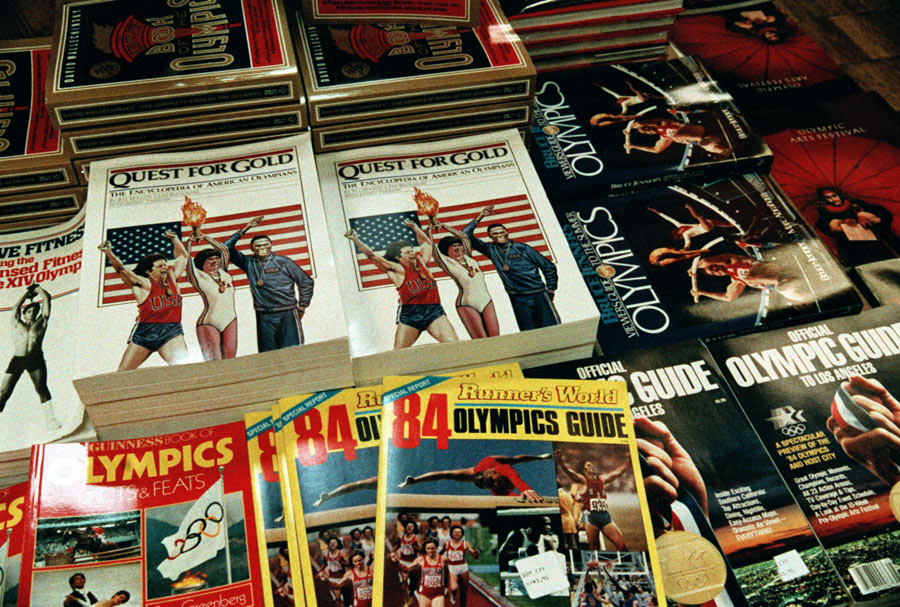 Newspapers and magazines about the Olympics fills Los Angeles bookstore shelves in 1984. Under the leadership of the then United States Olympic Committee President Peter Ueberroth, who is also an entrepreneur, the 1984 Summer Olympics in Los Angeles became the first privately financed Games and resulted in a surplus of nearly $250 million, which was also the first time in the Games history it had made a profit. In photos: Olympic Games over the years