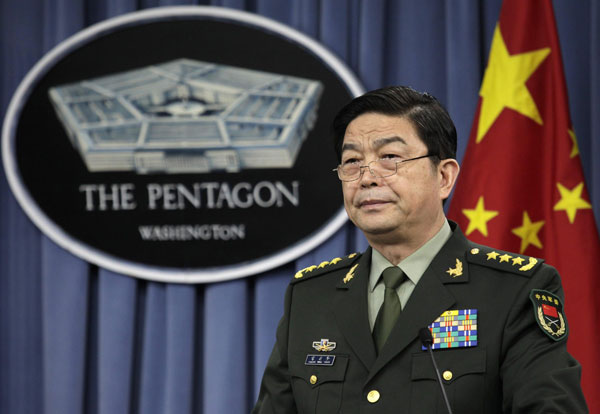China's Minister of National Defense General Chang Wanquan speaks at news conference following a meeting with US Defense Secretary Chuck Hagel at the Pentagon in Washington August 19, 2013. China, US to enhance military cooperation