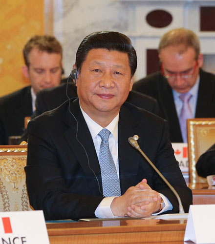 Chinese President Xi Jinping attends the first session of the eighth summit of the Group of 20 (G20) in St Petersburg, Russia, Sept 5, 2013. China's growth positive for world economy
