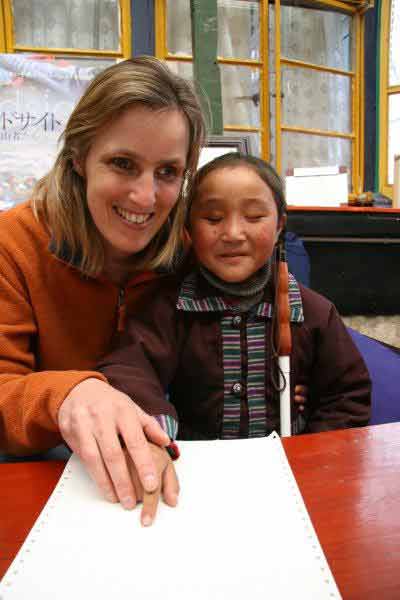 Sabriye Tenberken is a blind teacher who has spent 13 years in Tibet teaching blind children how to work and live. PROVIDED TO CHINA DAILY German teacher lights the way