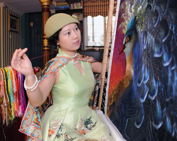 Yang Xiaoting is a young designer of Han embroidery. Provided to China Daily Her mighty needle sets her apart, with style