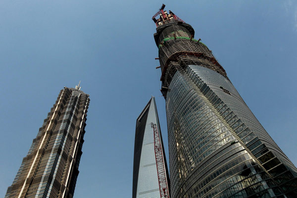 The Shanghai Tower, which is under construction, has reached 501.3 meters, April 11, 2013. Tallest skyscraper in China reaches over 500m