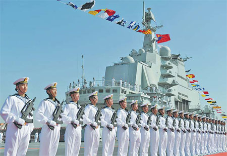 Sailors during routine training. Carrier of navy's pride