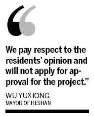 A planned facility to process nuclear fuel in Jiangmen of Guangdong province has been canceled, following opposition by a majority of residents, the local government said on Saturday. Guangdong nuclear plant scrapped