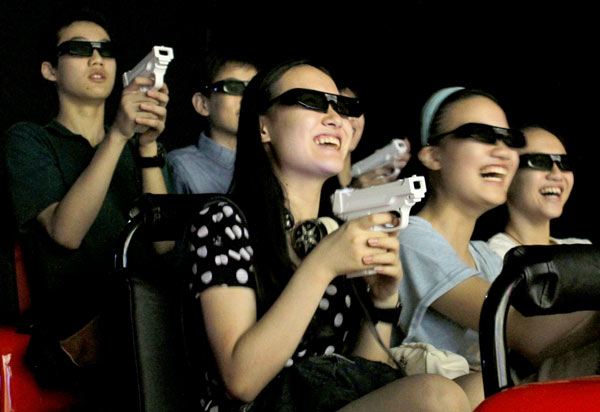 GAO ERQIANG / CHINA DAILY New 7-D cinema steals the thunder in Shanghai