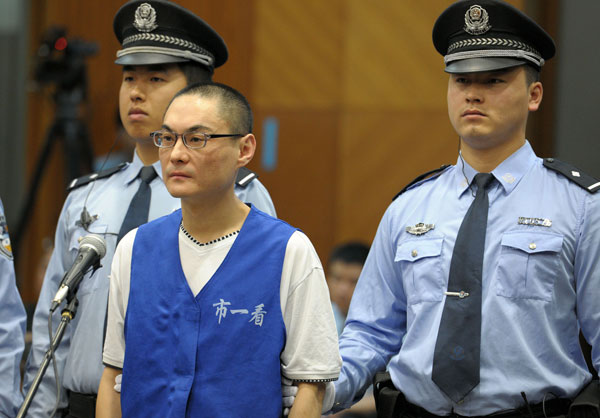 Han Lei, who was charged with intentional homicide in the death of a 34-month-old girl, receives death penalty, in Beijing Wednesday. Child's killer sentenced to death