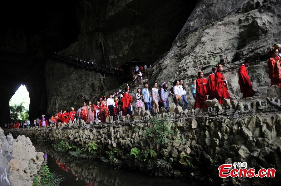 Newlyweds in traditional dress for big day