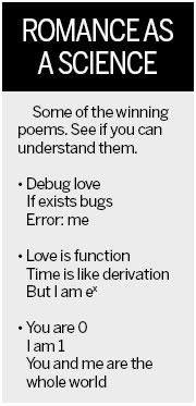 Science students calculate formulas for love