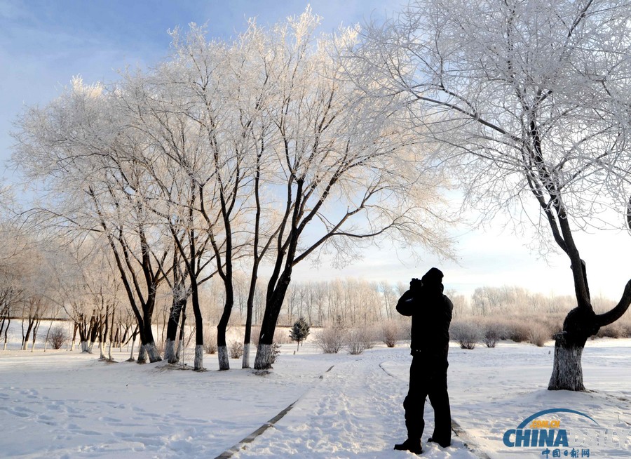 黑龍江黑河現(xiàn)綿延數(shù)公里霧凇美景