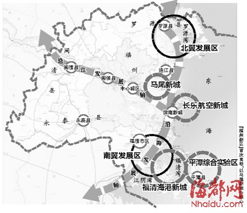 福州首提“福州新區(qū)”概念:面朝東海 南北兩翼