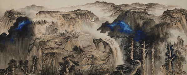 張大千巨幅“潑彩山水”現(xiàn)身泉城