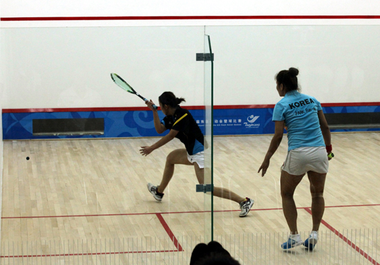東亞運動會女子壁球團體分組賽開賽