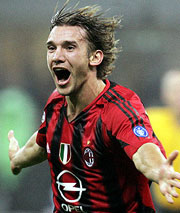 Shevchenko named European footballer of the year