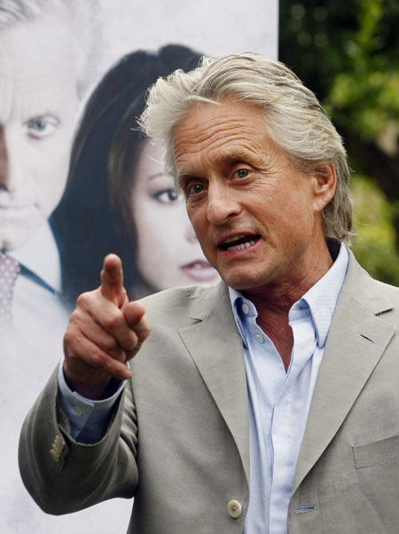 Michael Douglas arrives at a presentation of his new film 