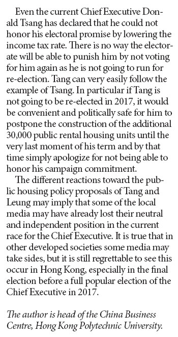Tang's election campaign platform underscores populism