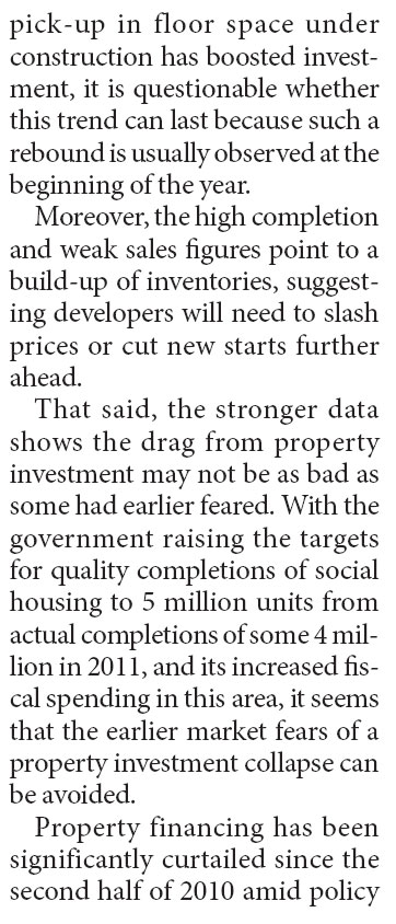 China's strong Jan-Feb property investment unsustainable