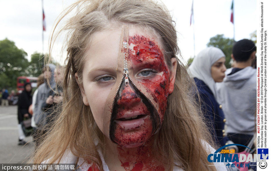 數(shù)千“僵尸”集體出街 英國(guó)倫敦變“鬼城”