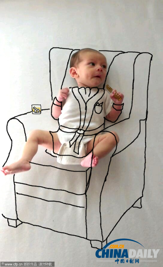 美藝術(shù)家創(chuàng)意繪畫制作寶寶萌照