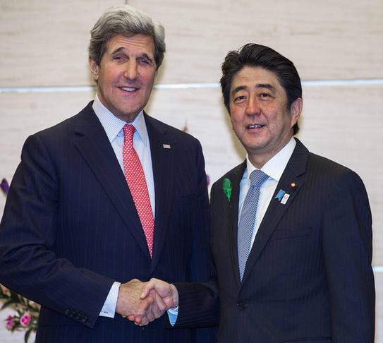 安倍會(huì)晤克里 敦促朝鮮克制稱釣魚島問(wèn)題不讓步