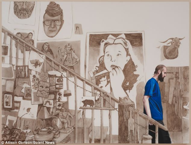 圖:美藝術(shù)家用吸塵器中塵土繪制神奇畫作