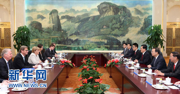 胡錦濤會(huì)見德國總理默克爾