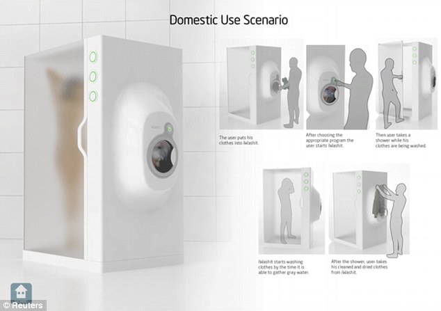 淋浴設(shè)備兼顧洗澡洗衣！土耳其學生設(shè)計作品創(chuàng)意十足