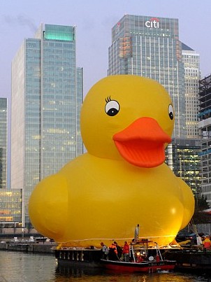 大鴨子“暢游”英國(guó)泰晤士河 只為博市民一笑(圖)