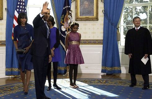 組圖:奧巴馬20日在家人陪同下就職 女兒夸贊