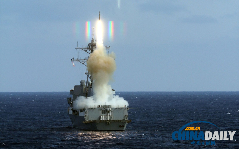 美軍驅(qū)逐艦?zāi)M攔截反艦導(dǎo)彈 保護(hù)航母安全（組圖）