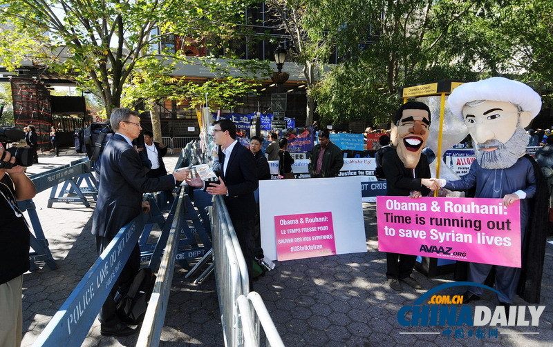 民間組織扮奧巴馬與魯哈尼 呼吁兩國助敘利亞結束內戰(zhàn)