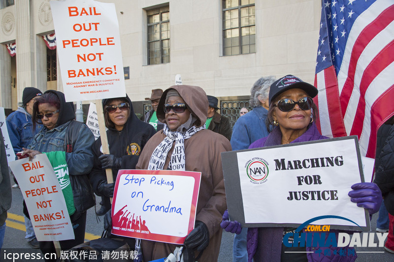 底特律破產案至今無解 市民游行抗議政府賴賬（圖）