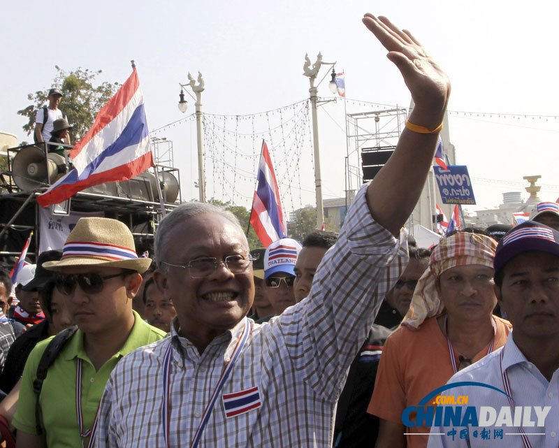 素貼催動(dòng)反政府游行封鎖曼谷 不逼英拉下臺不罷休