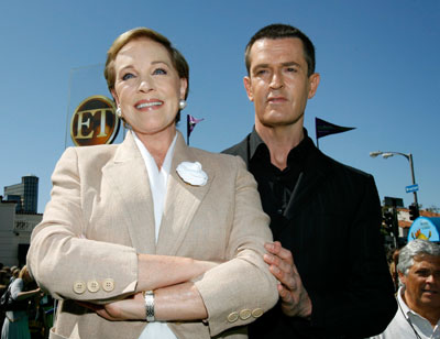 Cast member Julie Andrews (L) poses with co-star Rupert Everett at the premiere of