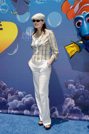 Actress Geena Davis poses as celebrities and their kids arrive for a preview of the new