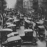 Traffic jam in Detroit, Michigan American history series: movies become big business in 1920s