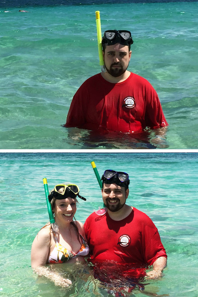 男子旅行拍照有無老婆畫風大不同！