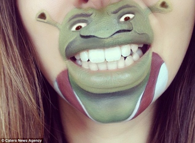 萌！藝術(shù)家嘴唇上創(chuàng)作卡通畫(huà)