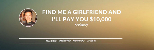 男子懸賞萬元美金征女友