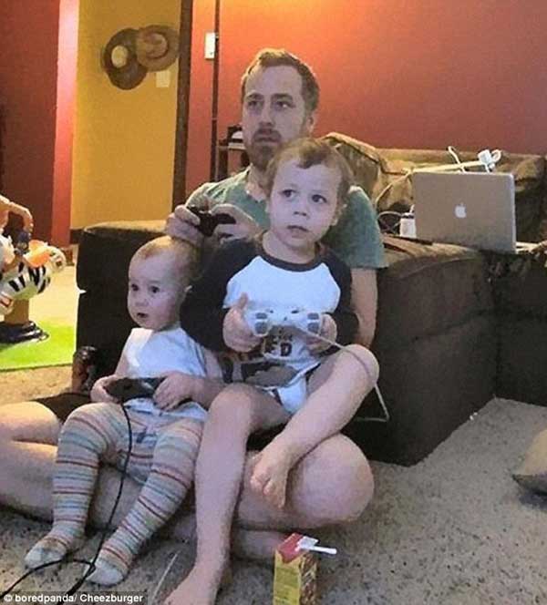 爸爸帶娃不靠譜？逗比奶爸帶娃爆笑瞬間(組圖)