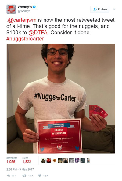 這條推文破了推特紀錄！好萊塢眾大牌不敵免費雞塊