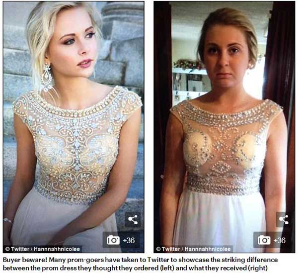 英國(guó)高中生曬網(wǎng)購(gòu)畢業(yè)禮服“賣(mài)家秀”與“買(mǎi)家秀”