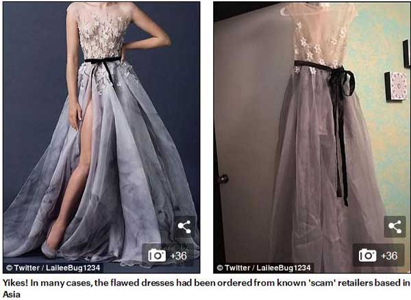 英國(guó)高中生曬網(wǎng)購(gòu)畢業(yè)禮服“賣(mài)家秀”與“買(mǎi)家秀”