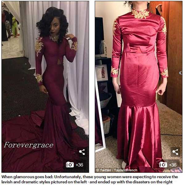 英國(guó)高中生曬網(wǎng)購(gòu)畢業(yè)禮服“賣(mài)家秀”與“買(mǎi)家秀”