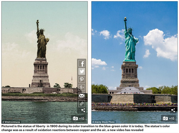 美國自由女神像原來不是綠色的？