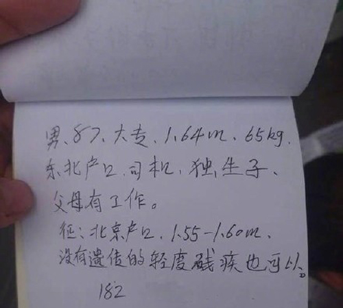 多虧了中國(guó)式相親價(jià)目表 老外都知道“勢(shì)利眼”長(zhǎng)啥樣啦