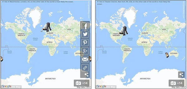 地球另一端與你相對(duì)的地方是哪里？現(xiàn)在有個(gè)地圖可以查了！