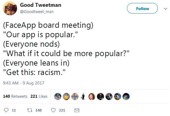 “洗白風波”剛平息 外國版美圖秀秀FaceApp又被指種族歧視