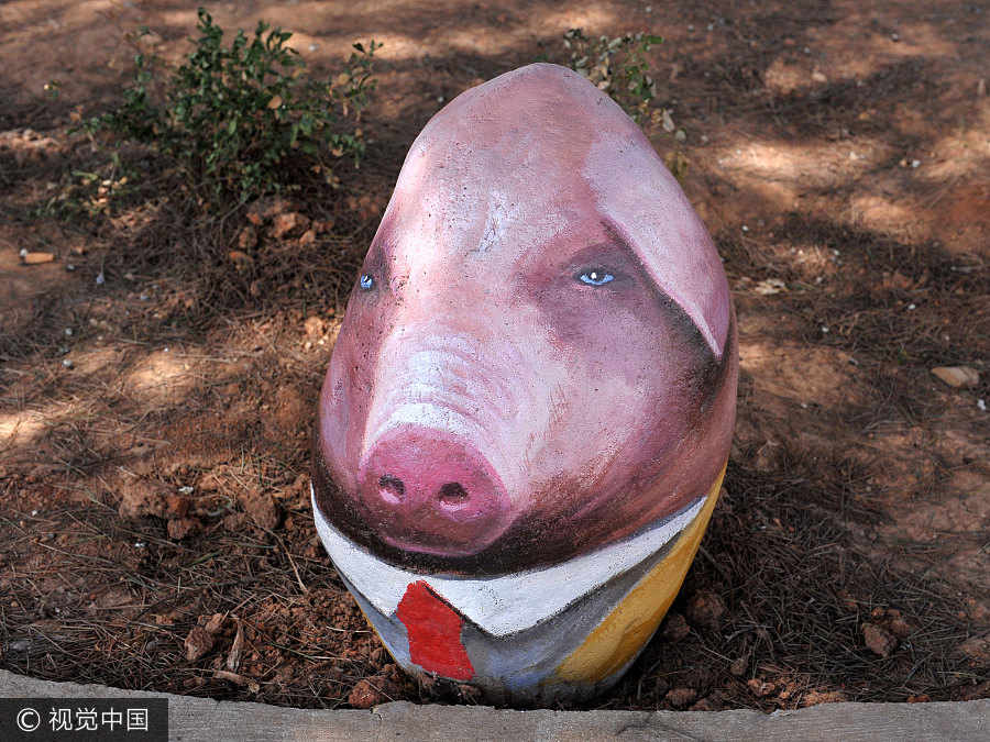 動(dòng)物3D畫栩栩如生 神奇“石頭動(dòng)物園”萌翻天（組圖）