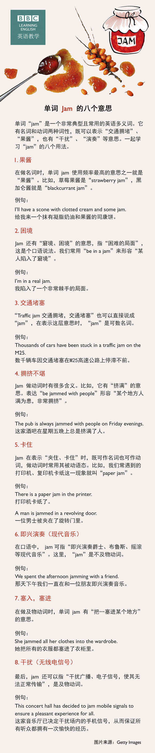 單詞 Jam 的八個意思